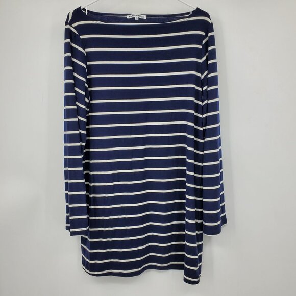 Reformation Junia Knit Dress Navy and White Striped Short Breton Boat Neck Small - Picture 2 of 9